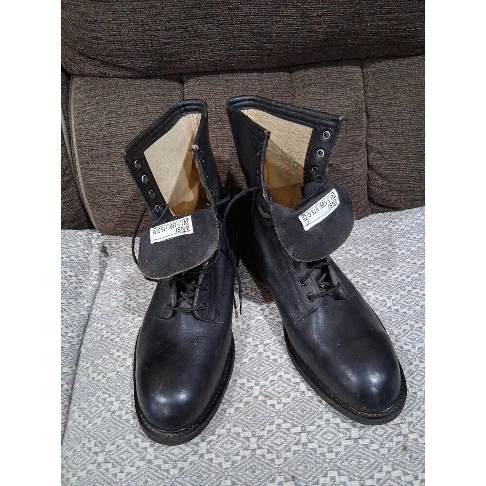 Nos Biltrite 1991 Ansi Army Black Military Steel Toe Cap Boots Motorcycle